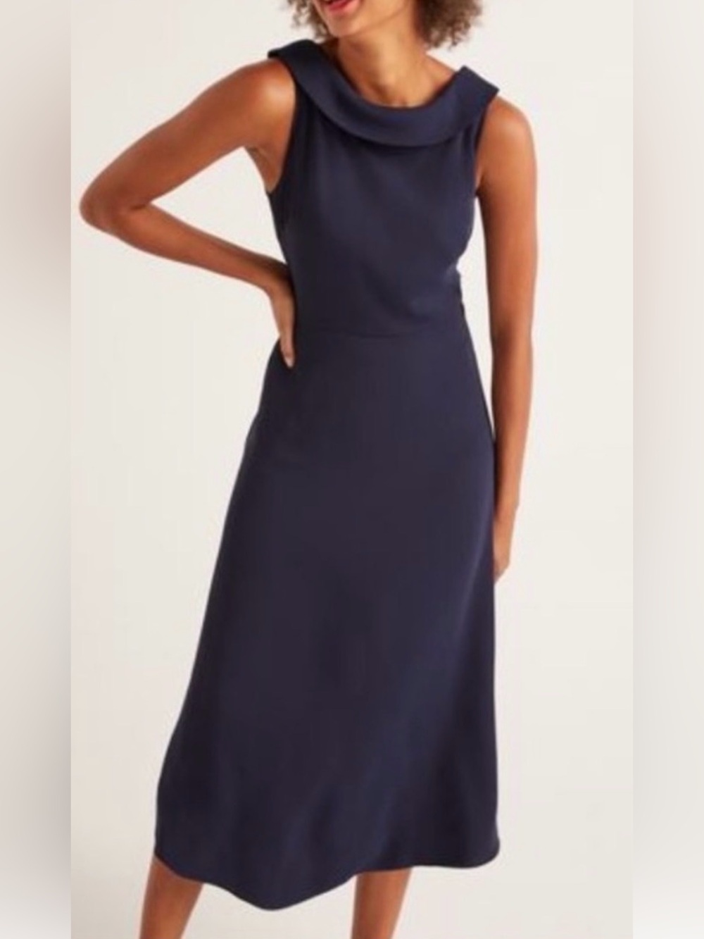 Boden Elegant Navy Sleeveless Cowl-Neck Maxi Dress